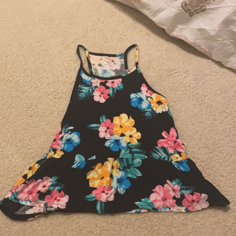 Black Floral Tank Top